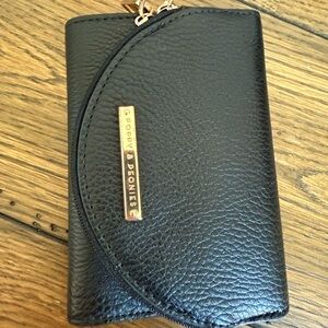 Poppy & Peonies Black Pebbled Leather Wallet